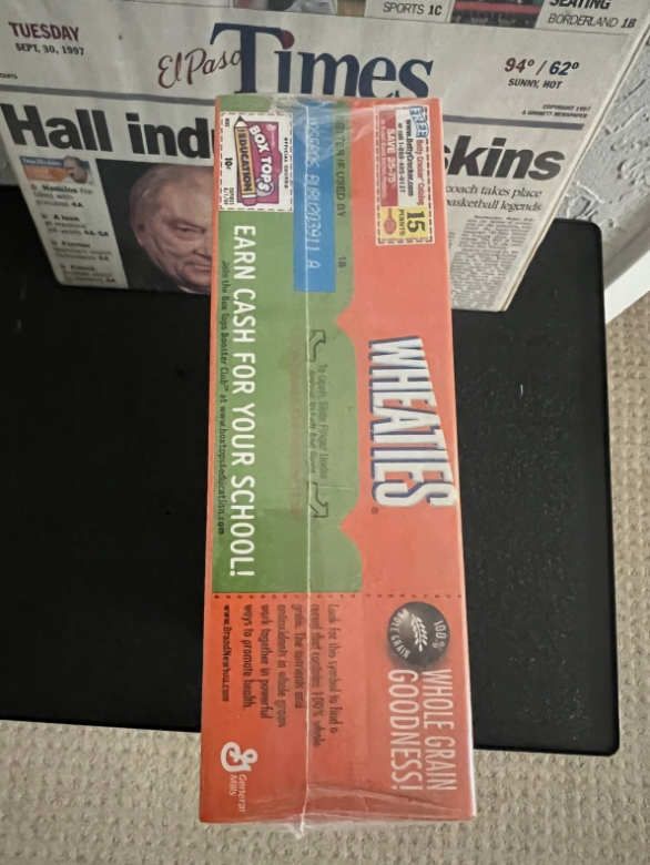 DON HASKINS AUTO - WHEATIES 40TH ANNIVERSARY BOX - UTEP - Glory Road w/ News Art