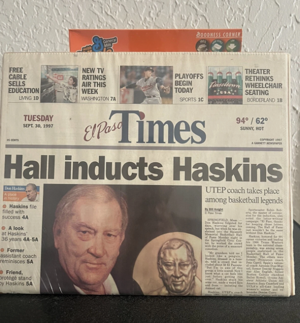 DON HASKINS AUTO - WHEATIES 40TH ANNIVERSARY BOX - UTEP - Glory Road w/ News Art