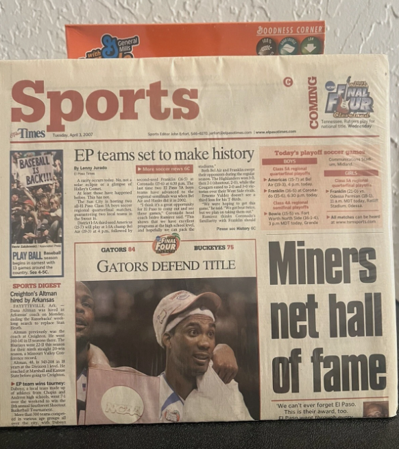 DON HASKINS AUTO - WHEATIES 40TH ANNIVERSARY BOX - UTEP - Glory Road w/ News Art