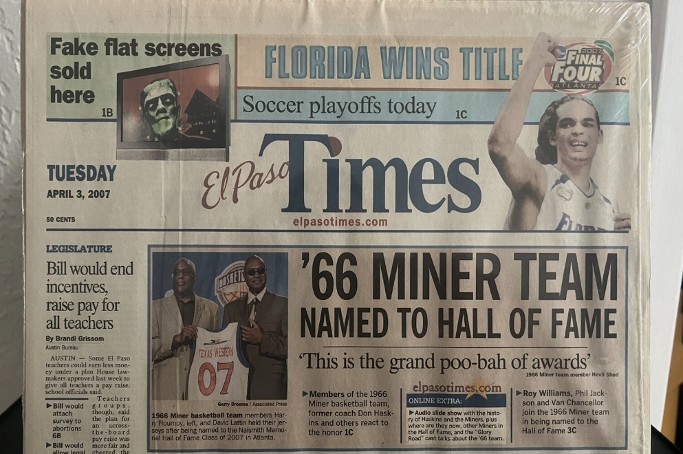 DON HASKINS AUTO - WHEATIES 40TH ANNIVERSARY BOX - UTEP - Glory Road w/ News Art